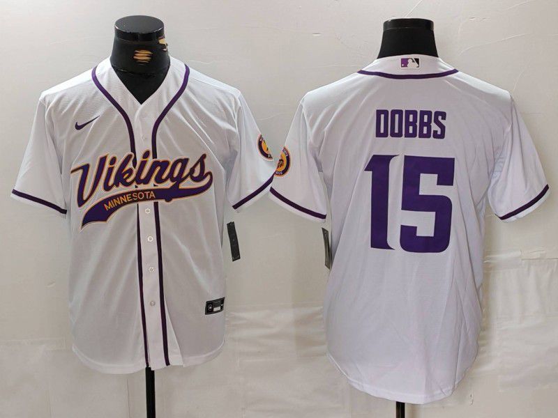 Men Minnesota Vikings #15 Dobbs White Joint Name 2024 Nike Limited NFL Jersey style 2->minnesota vikings->NFL Jersey